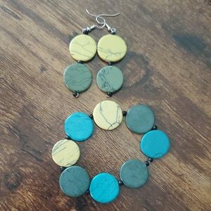 Handmade by my daughter. Beautiful Stone Bracelet and Earring Set